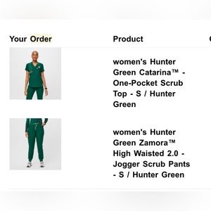 Figs Hunter green scrubs woman size small